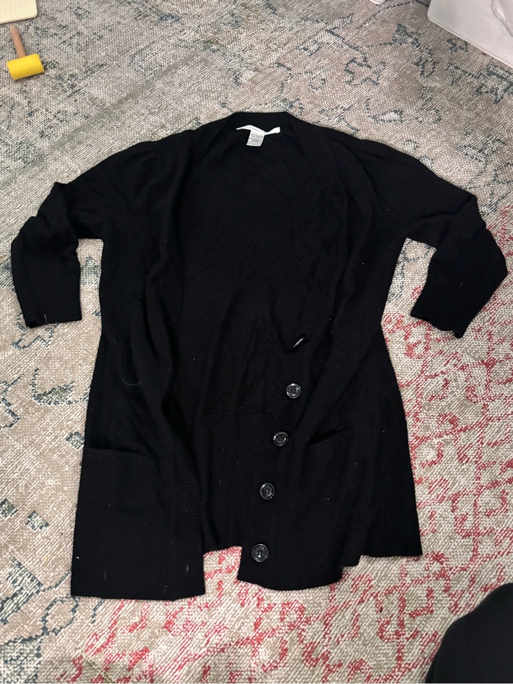 Diane Von Furstenberg Black Button-Front Long Cardigan